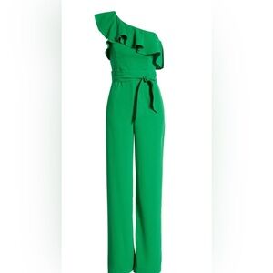 Lilly Pulitzer Vibrant Green One-Shoulder Jumpsuit